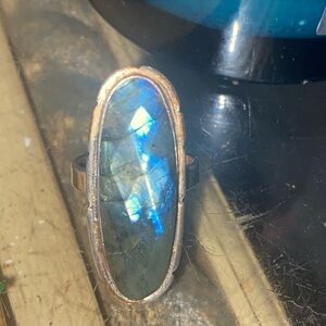 Labradorite LARGE Oval 925 sterling silver Ring - Blue Flash